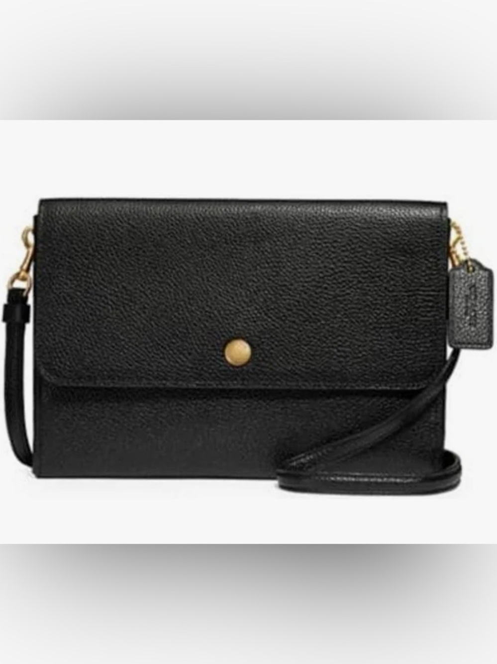Coach Triple Crossbody in Pebbled Black Leather